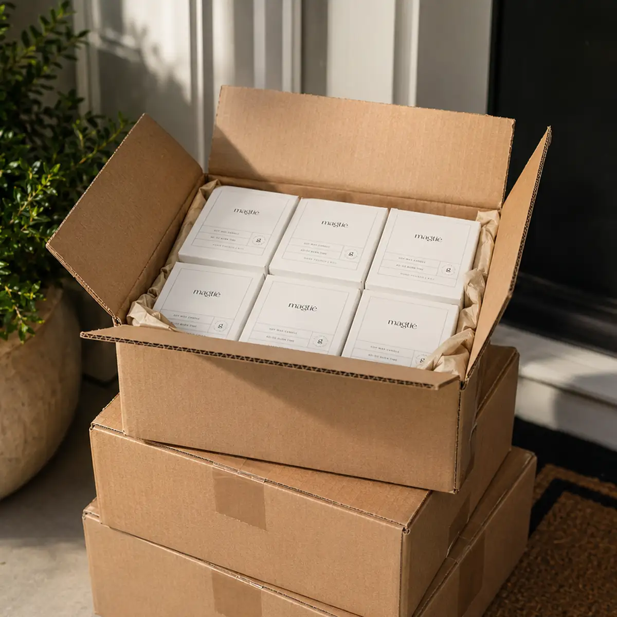 Packed orders delivered to the door