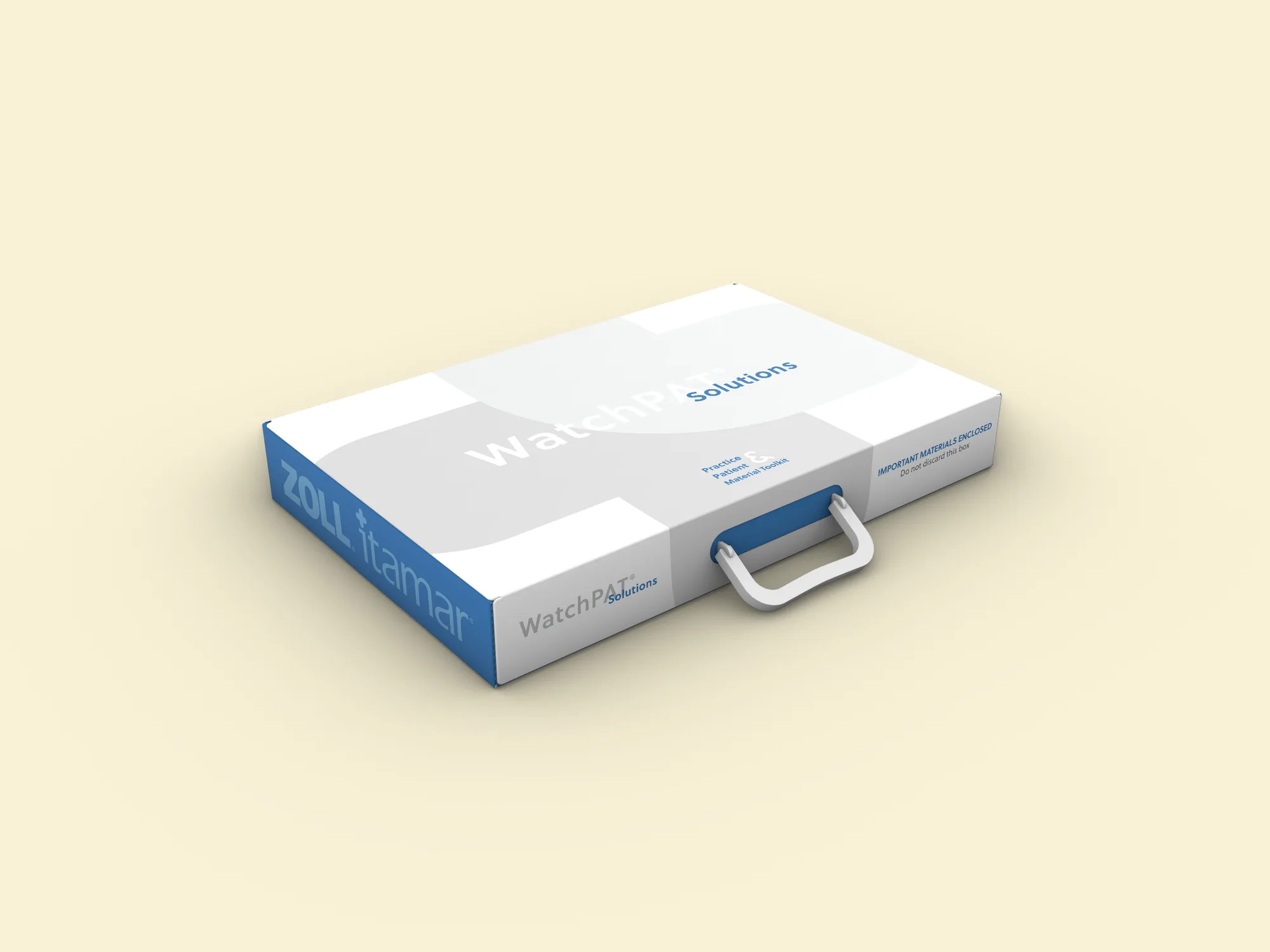 ZOLL Itamar WatchPAT Solutions corrugated toolkit box, closed top view
