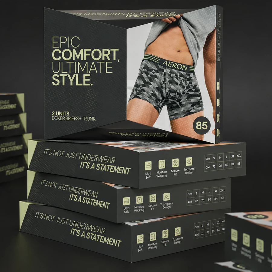 custom underwear packaging for fashion brands by Packlic